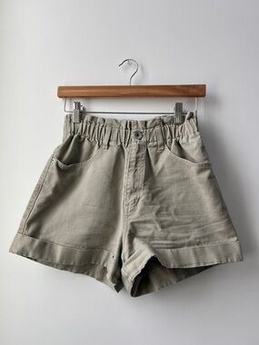 Brixton High-Waist Paperbag Shorts in Khaki